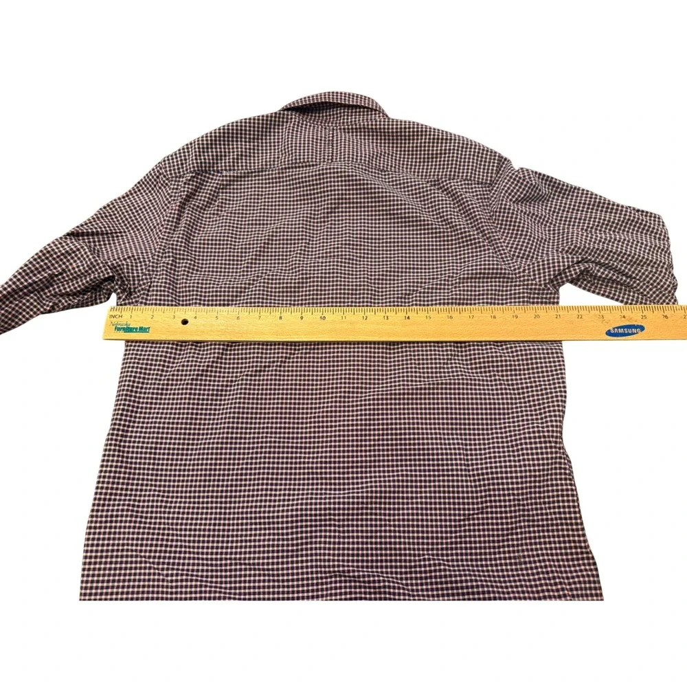 Banana Republic Custom 078 Wash Shirt Mens Medium Slim Fit Gingham Navy Burgundy